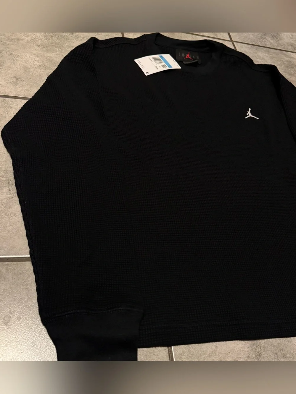 Jordan Flight Mountainside Black Long Sleeve Waffle Knit Top men’s Size Medium